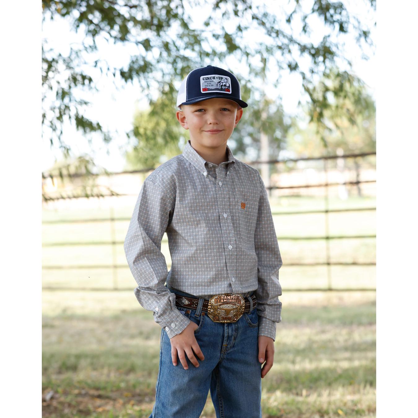 Cinch Boys' Long Sleeve Print Western Shirt