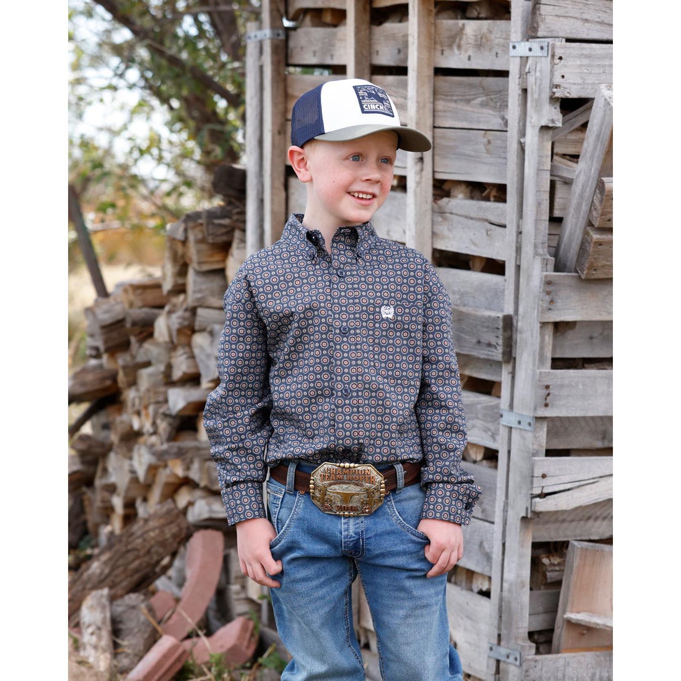 Cinch Boys' Long Sleeve Print Western Shirt