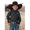 Cinch Boy's Long Sleeve Button-Down Print Shirt - Navy