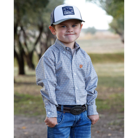Cinch Infant Boys' Long Sleeve Print Western Shirt - White