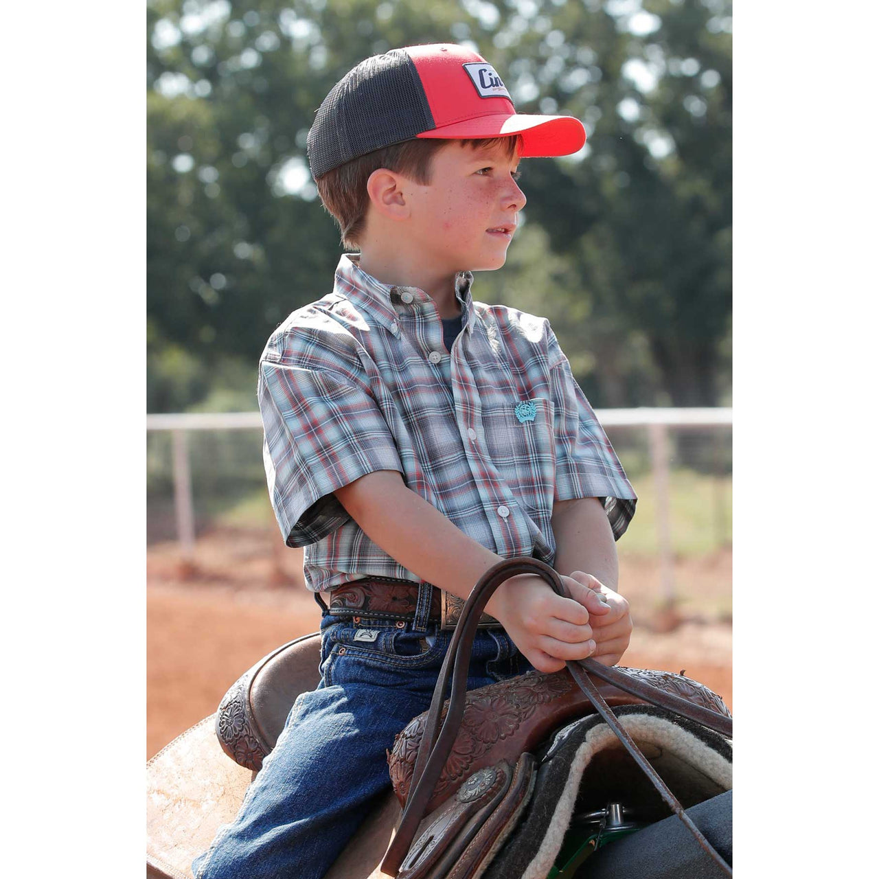 Boys Short Sleeve Plaid Shirt