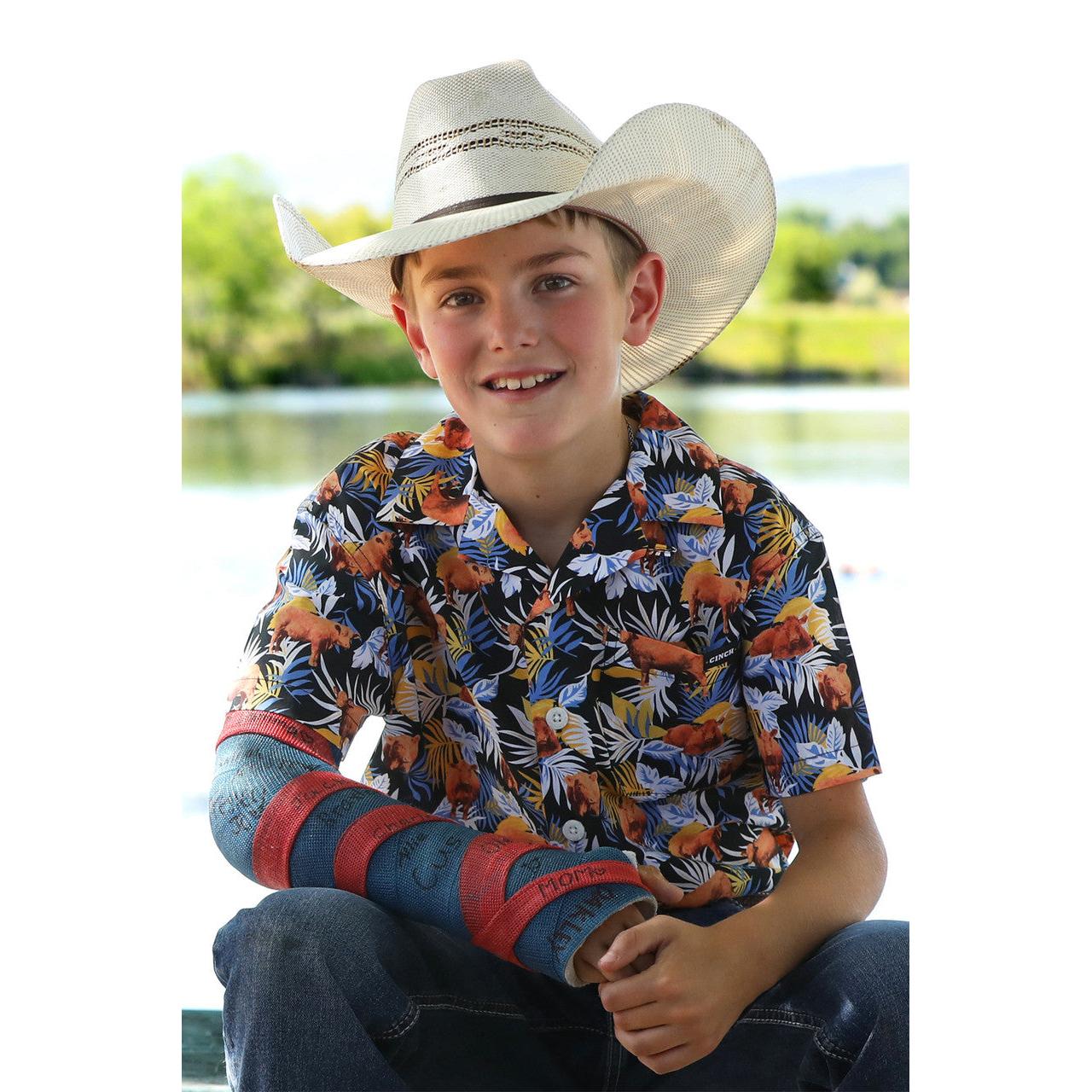 Cinch Boys Short Sleeve Shirt - Navy