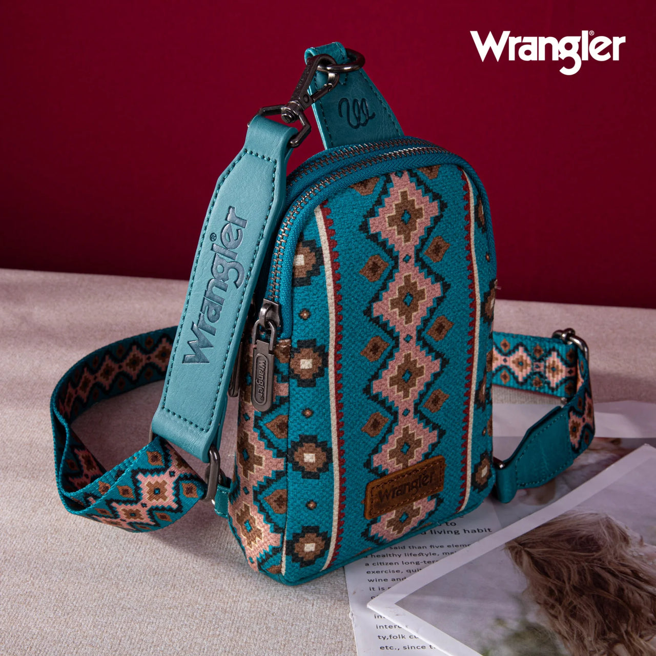 Wrangler Aztec Print Crossbody Sling Chest Bag- Multiple Colours