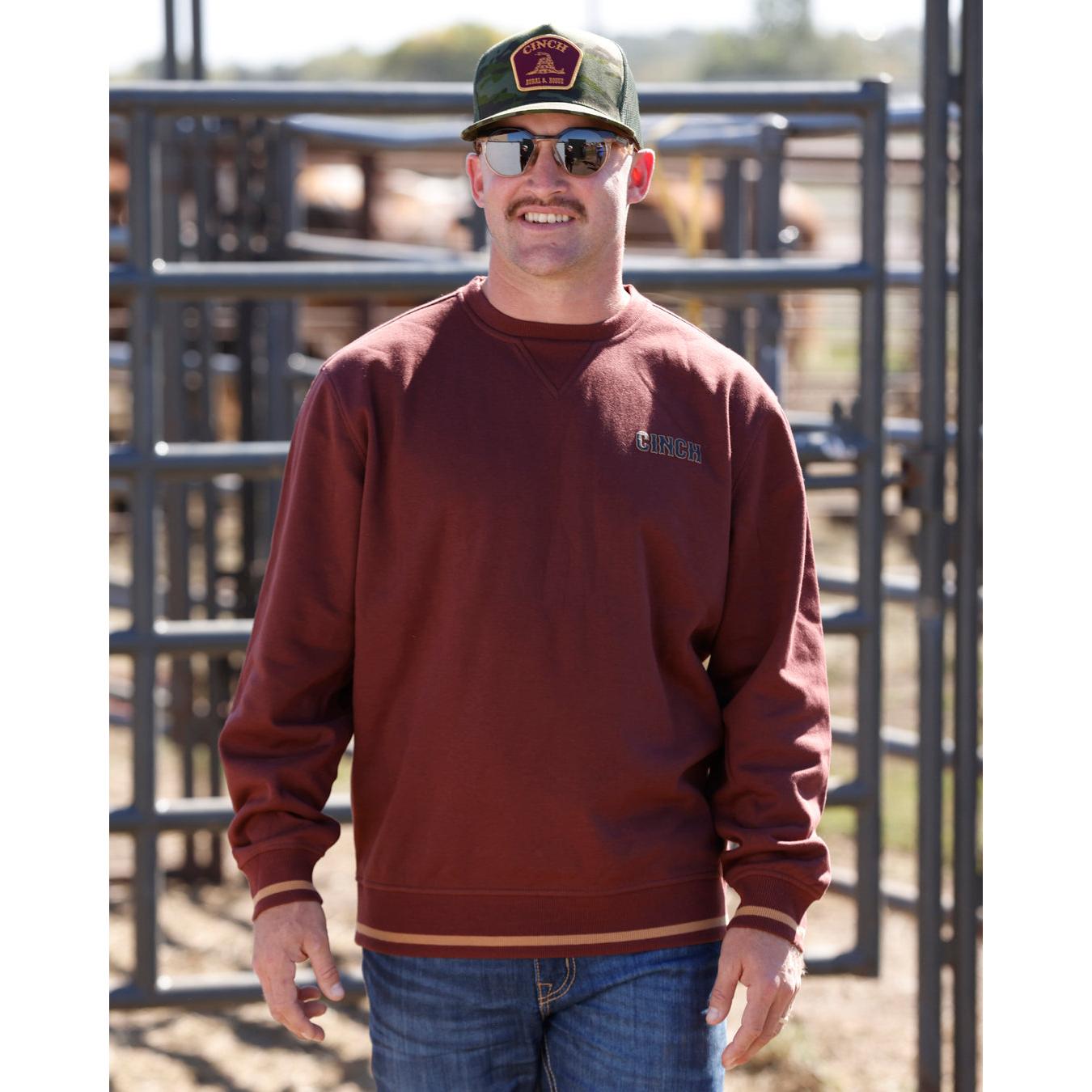 Cinch Men's Crewneck Sweatshirt - Burgundy