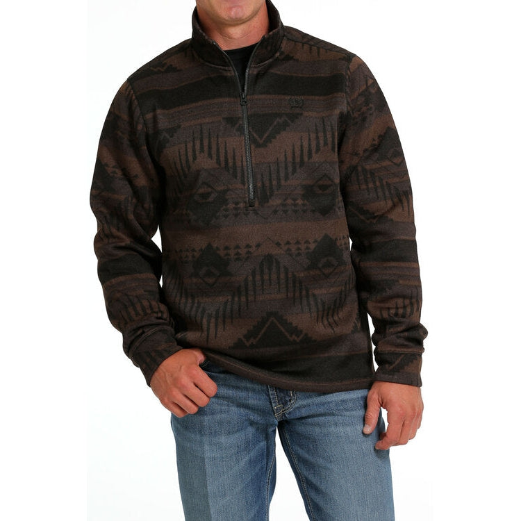 Cinch Men's 1/2 Zip Sweater - Brown