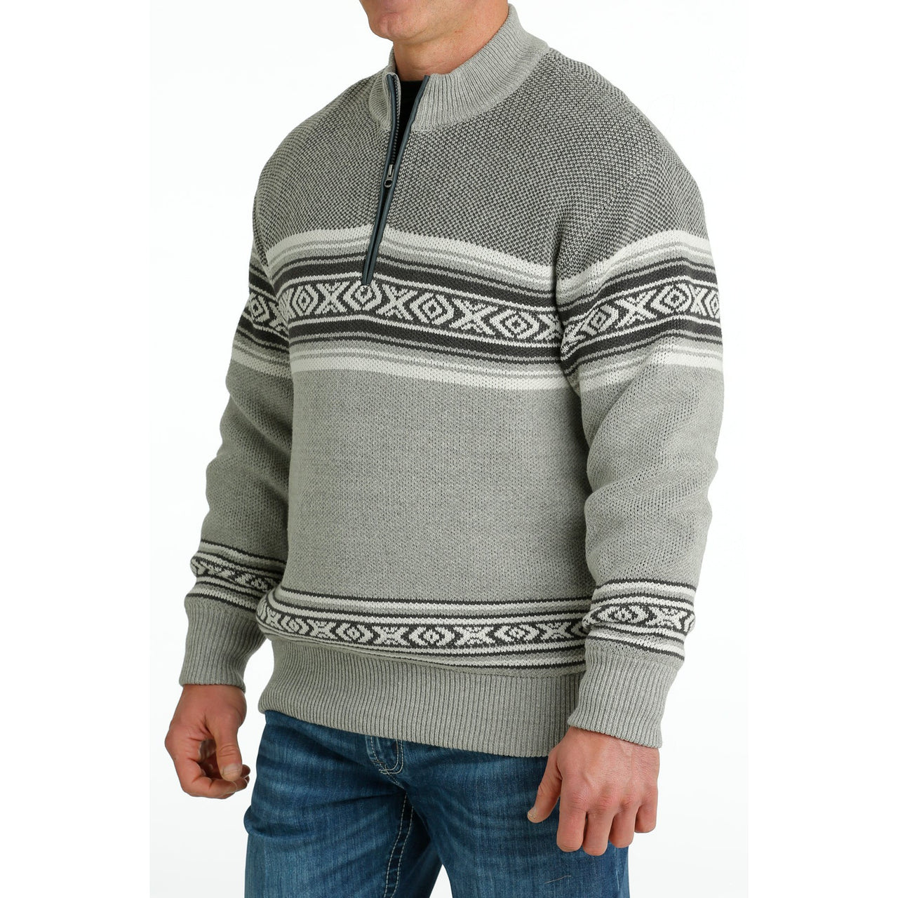 Cinch Men's 1/4 Zip Sweater - Grey