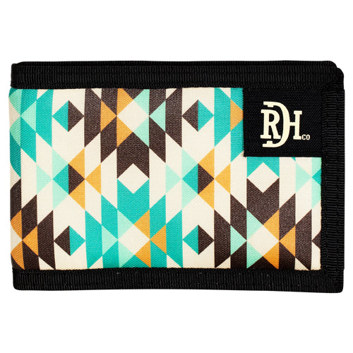 Red Dirt Hat Men's Polyester Canvas w/Velcro & Bifold Wallet - Turquoise Aztec Print