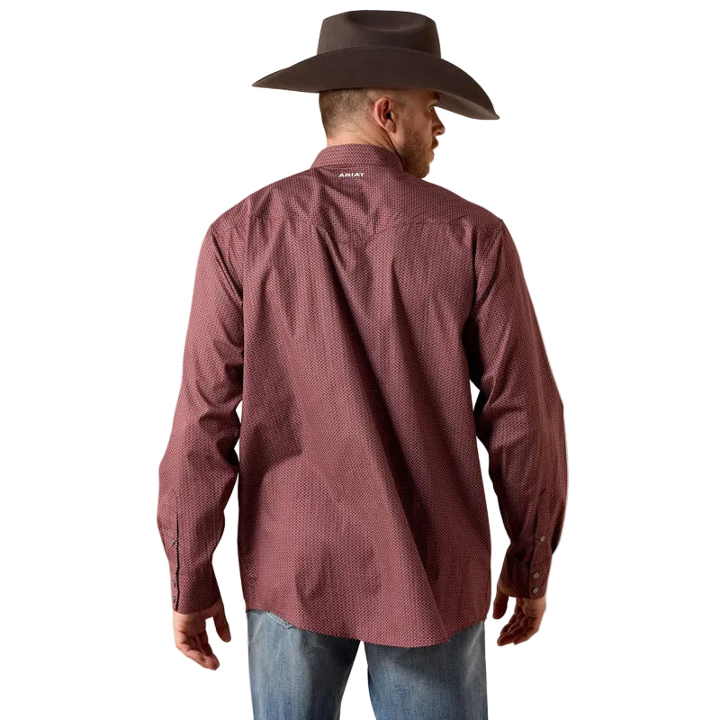 Ariat Men's Wrinkle Free Dion Classic Fit Long Sleeve Snap Shirt - Red Mahogany