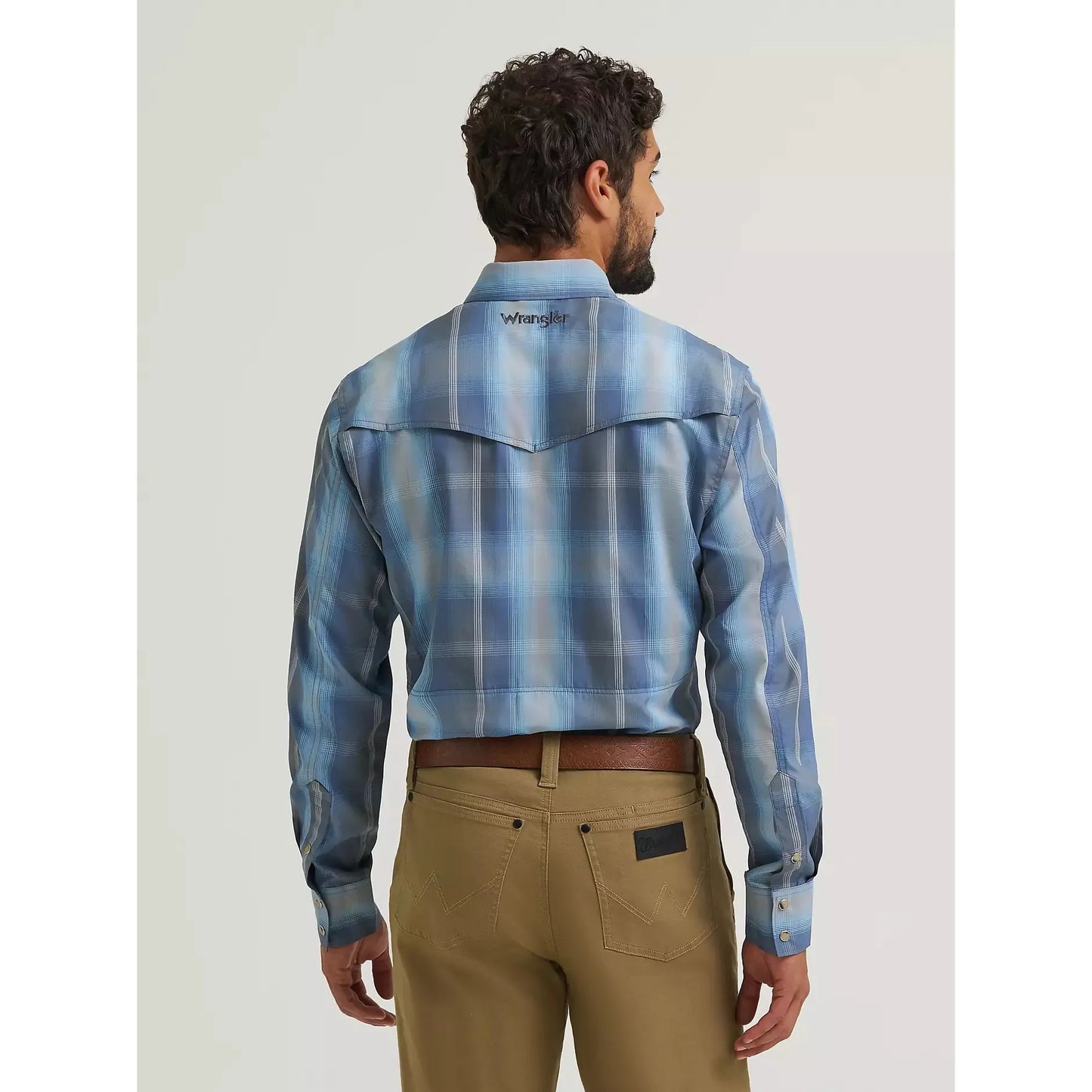 Wrangler Men's All Terrain Gear Performance LS Plaid Shirt - Ombre Indigo