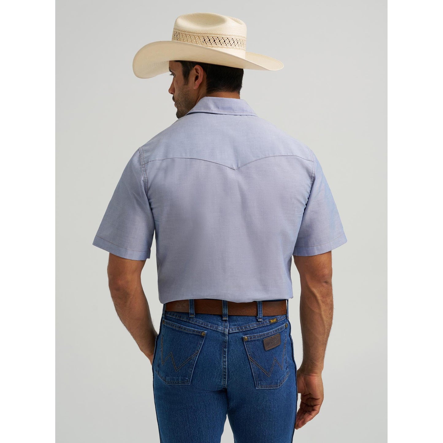 Wrangler Men's Western Chambray Short Sleeve Work Shirt - Chambray