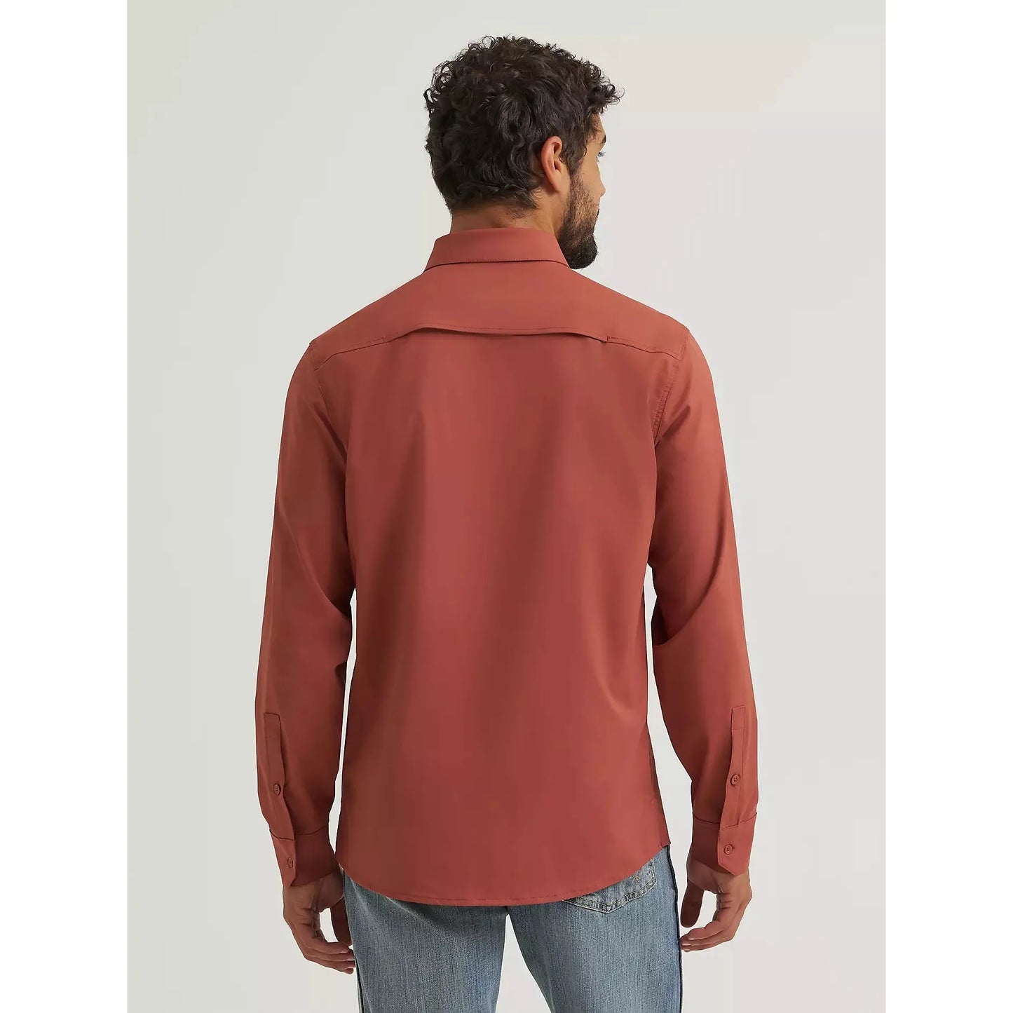 Wrangler Men's All Terrain Gear Live In Solid LS Shirt - Mahogany