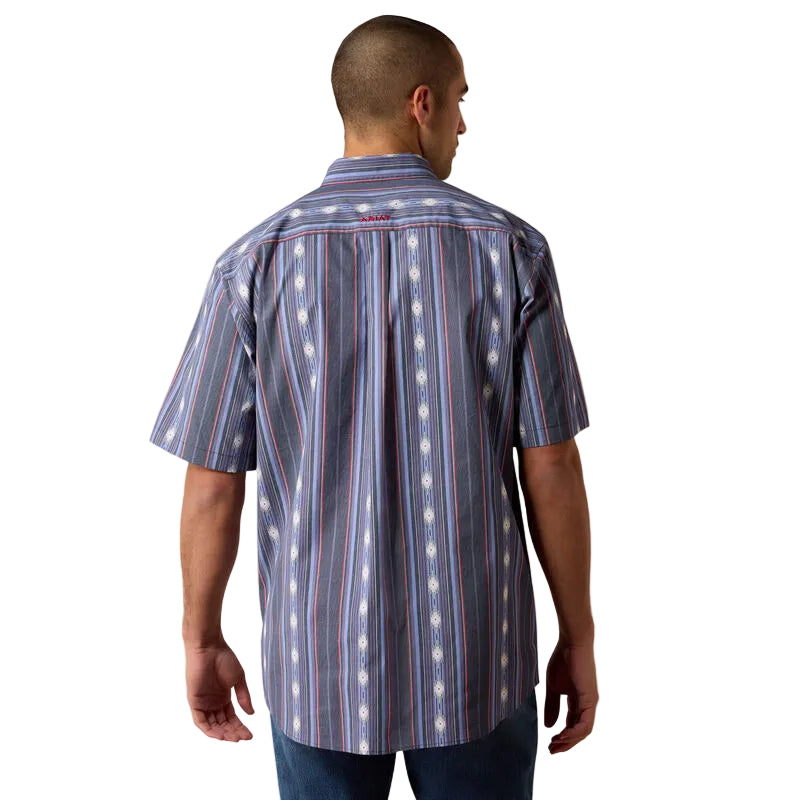 Ariat Men's Berke Classic Fit Southwest Stripe Short Sleeve Shirt - Evening Blue