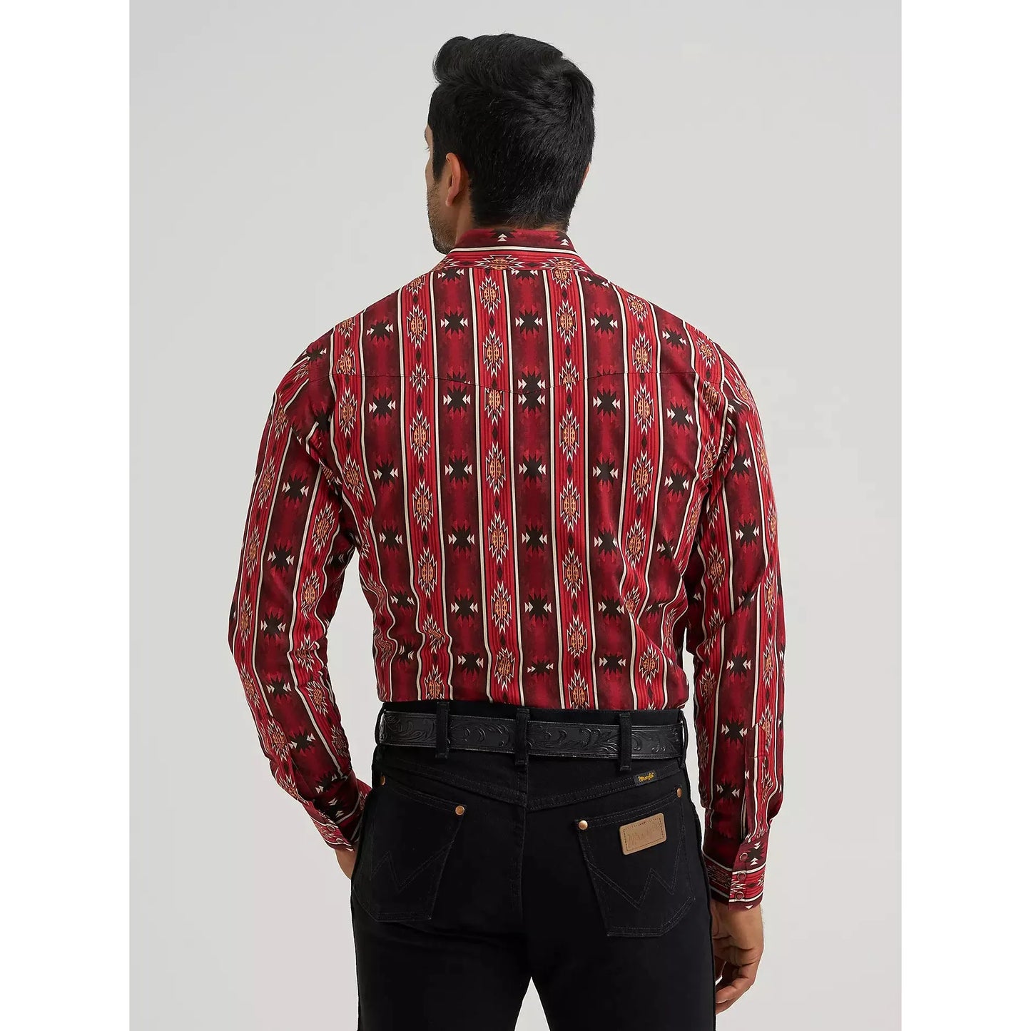 Wrangler Men's Checotah® LS Western Print Snap Shirt - Oxide Red