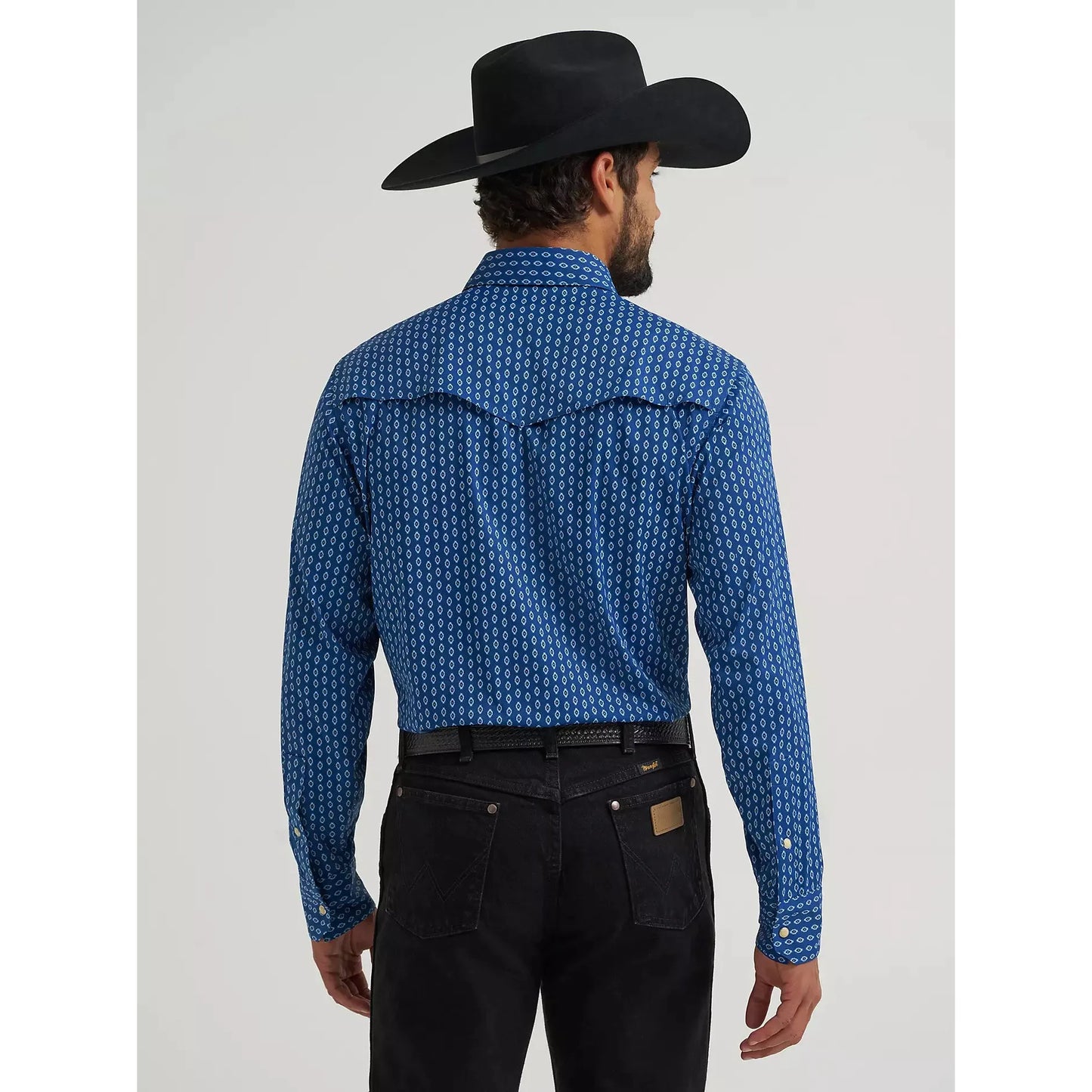 Wrangler Men's All Terrain Gear Technical Checotah LS Print Shirt - Navy