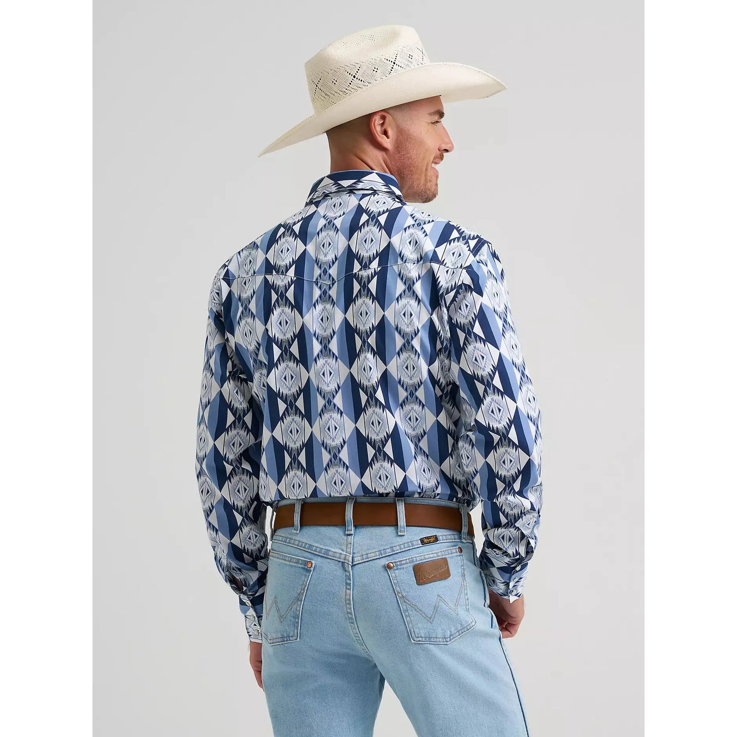Wrangler Men's Checotah® Long Sleeve Western Printed Shirt - Blue Diamondback