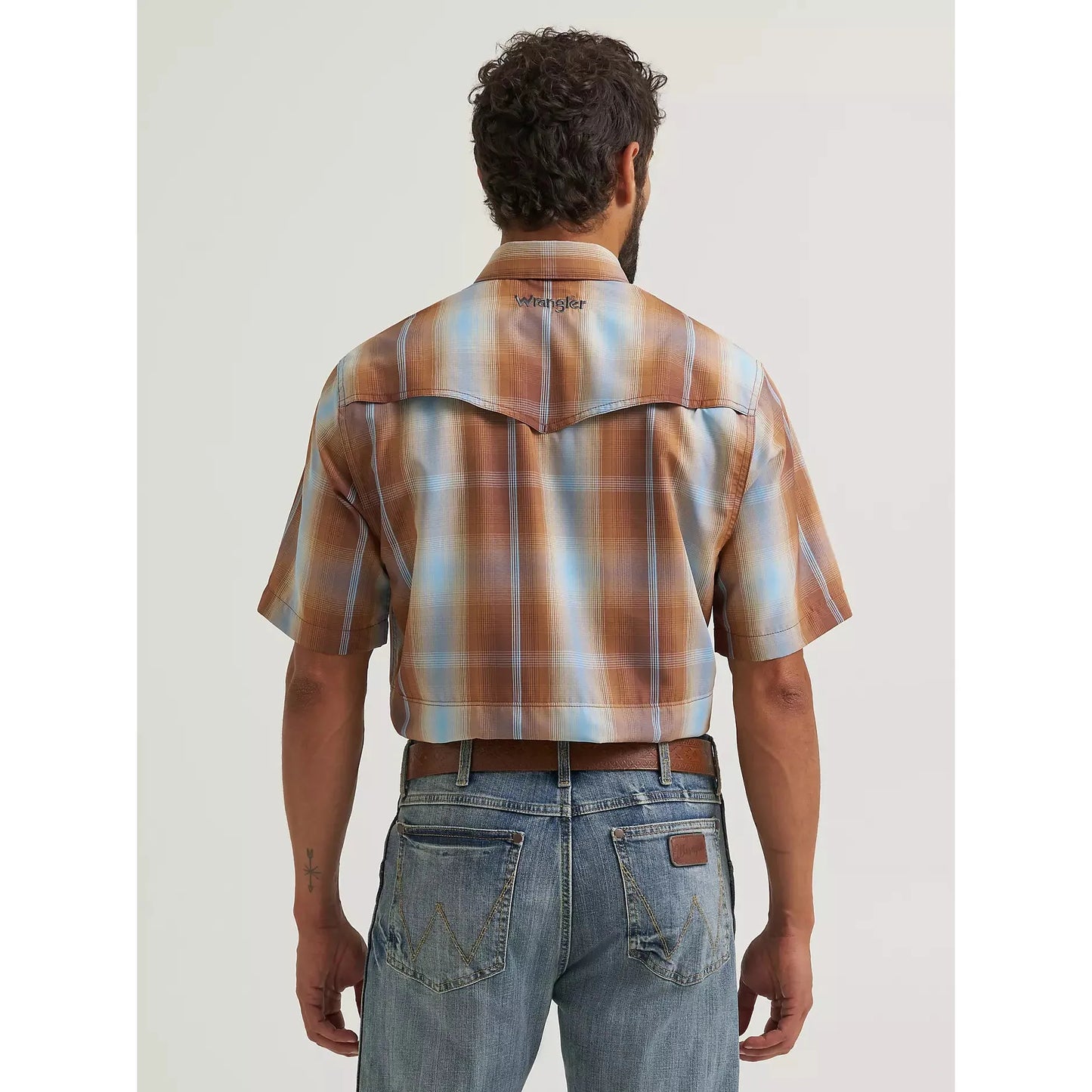 Wrangler Men's All Terrain Gear Performance Plaid SS Shirt - Turbulence Brown