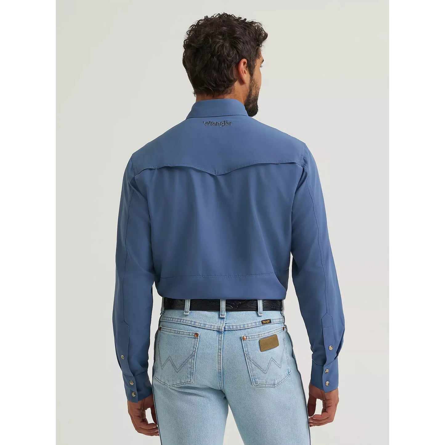 Wrangler Men's All Terrain Gear Performance Solid LS Shirt - Vintage Indigo