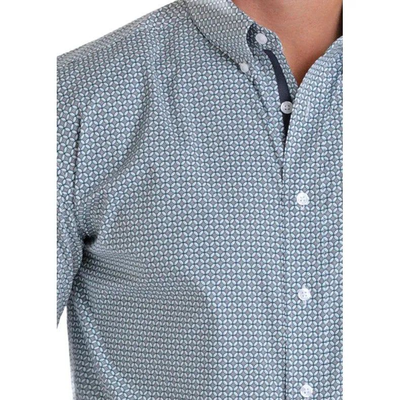 Panhandle Slim Men's Rough Stock Geometric Long Sleeve Shirt - Blue