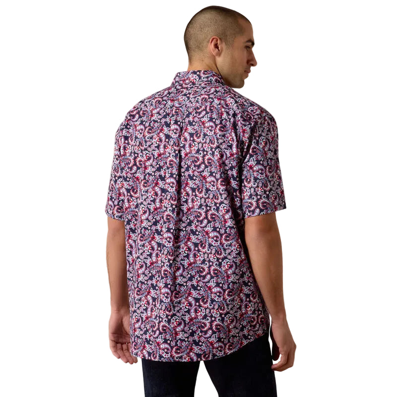 Ariat Men's Bennie Classic Fit Short Sleeve Shirt - Evening Blue Paisley Print