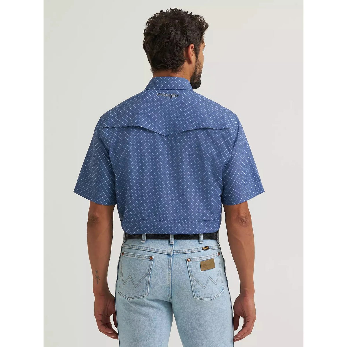 Wrangler Men's All Terrain Gear Performance Print SS Shirt - Indigo