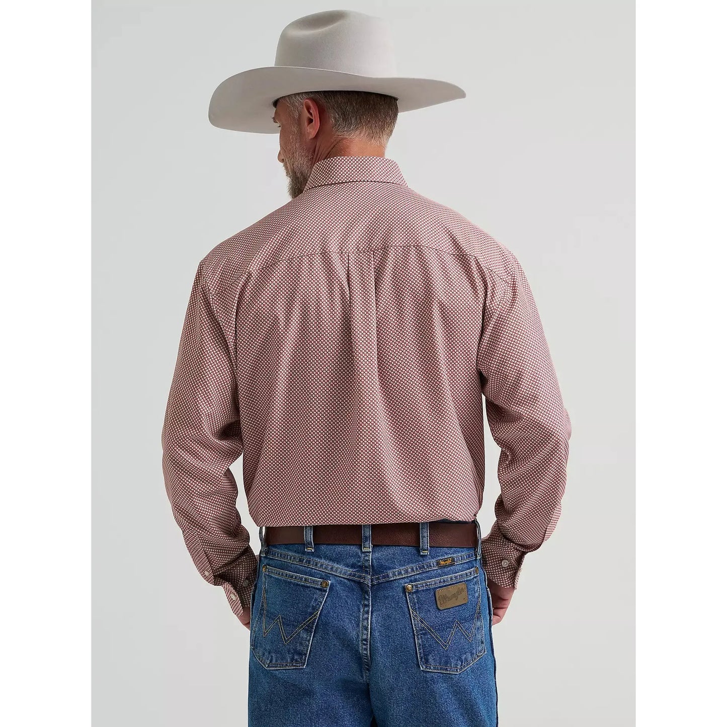 Wrangler Men's George Strait Performance Button Down LS Shirt - Rust Bands