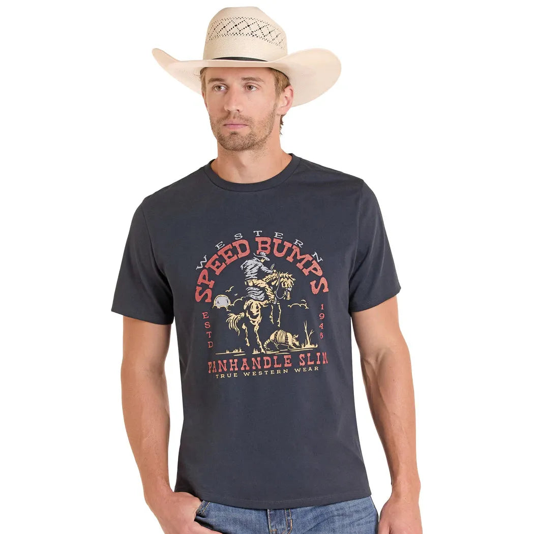 Panhandle Slim Men's Speed Bumps Graphic Short Sleeve Tee Shirt - Black