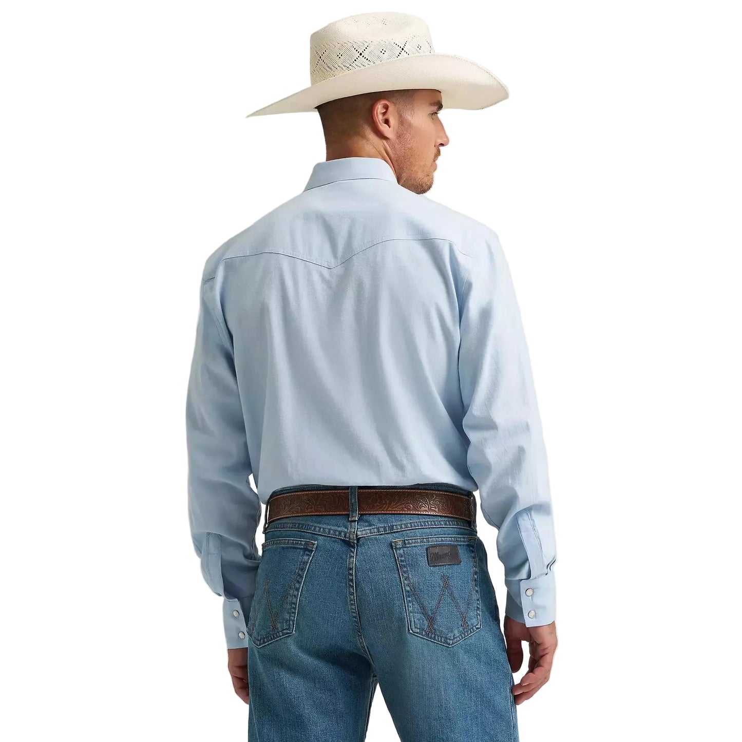 Wrangler Men's Cody Johnson Two Pocket Western Snap LS Shirt - Baby Blue