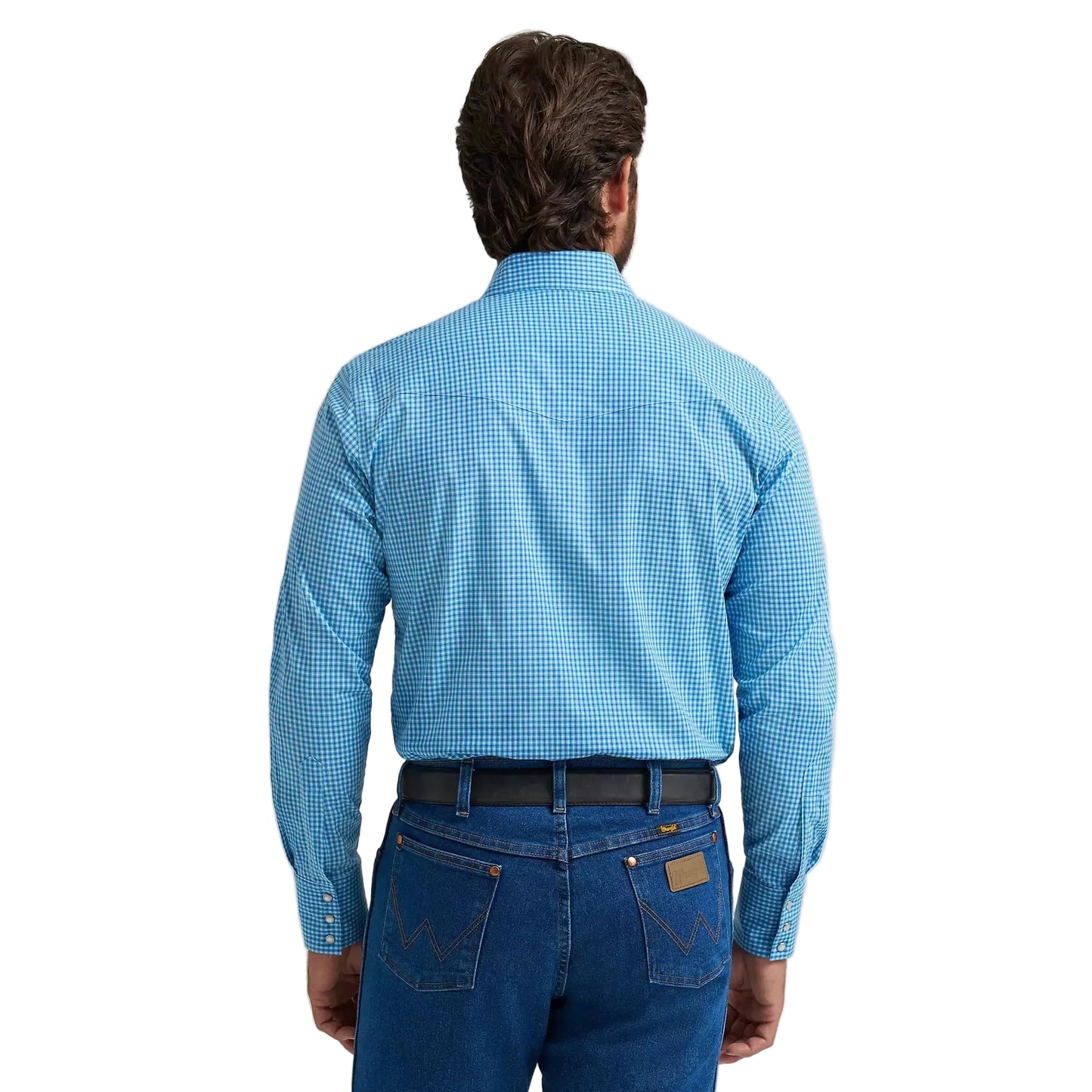 Wrangler® Men's Wrinkle Resistant Long Sleeve Western Snap Plaid Shirt - Blue Bold