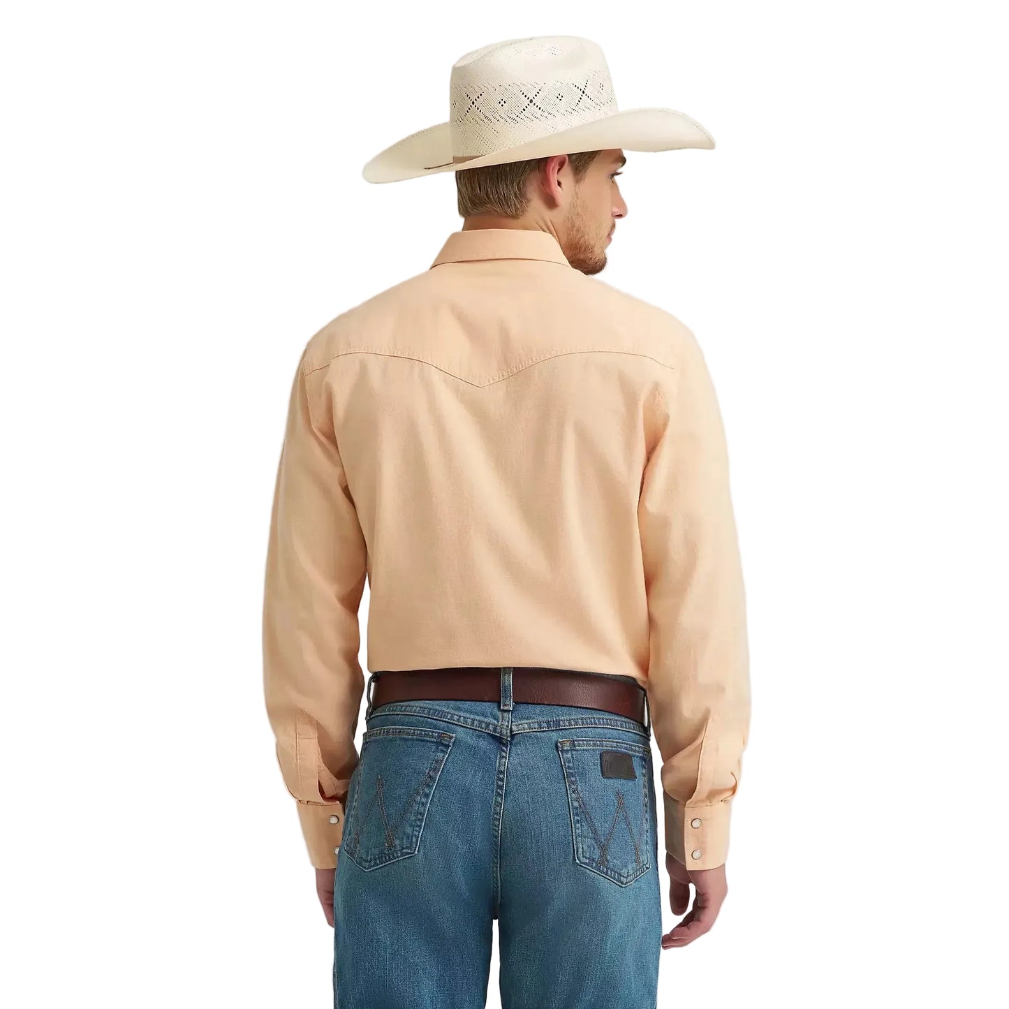 Wrangler Men's Cody Johnson Two Pocket Western Snap LS Shirt - Peach