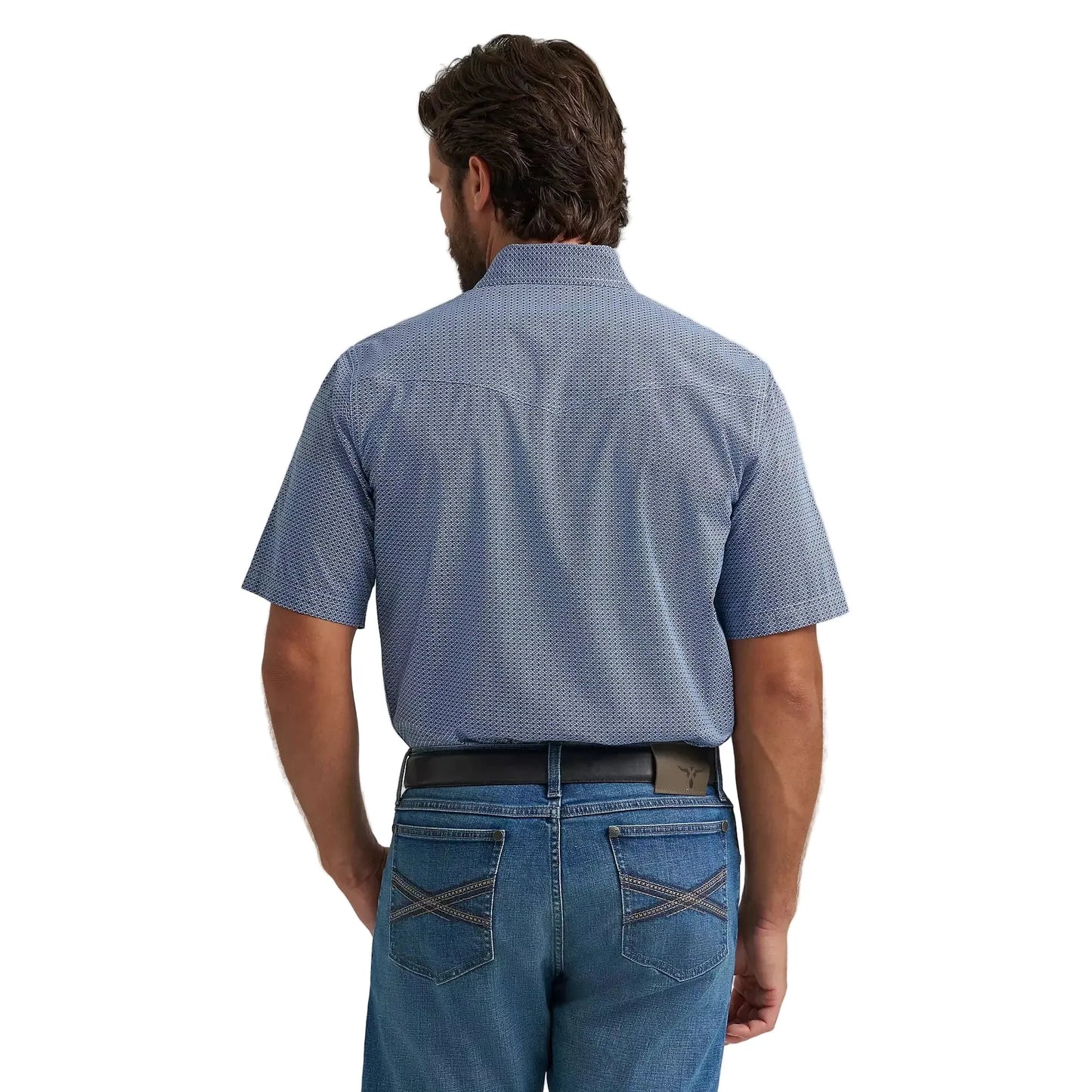 Wrangler Men's 20X®  Competiton Short Sleeve Western Snap Shirt - Navy Geo