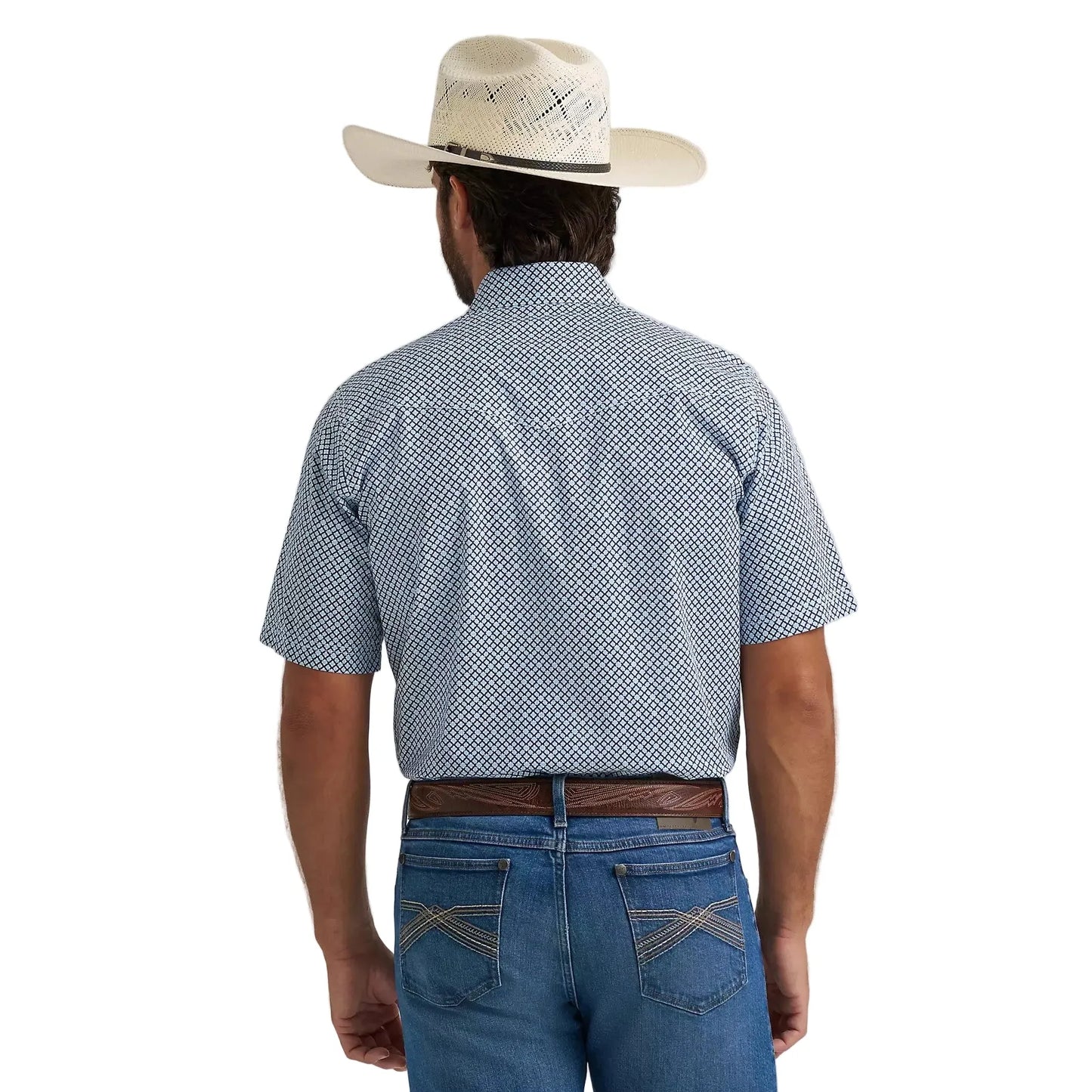 Wrangler Men's 20X® Competiton Short Sleeve Western Snap Shirt - Blue Roads