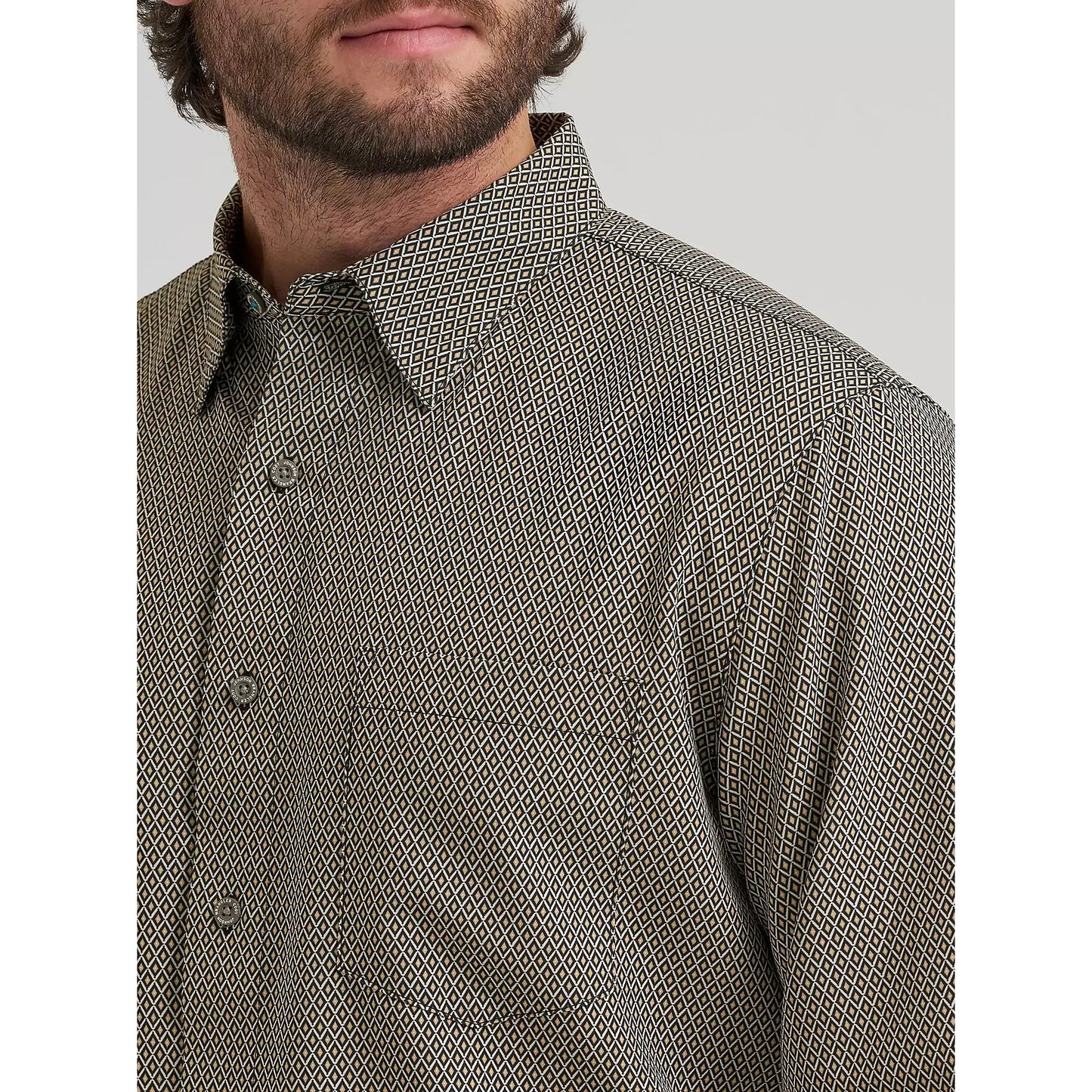 Wrangler Men's Cody Johnson Performance Button Down LS Shirt - Black Multi Stripe