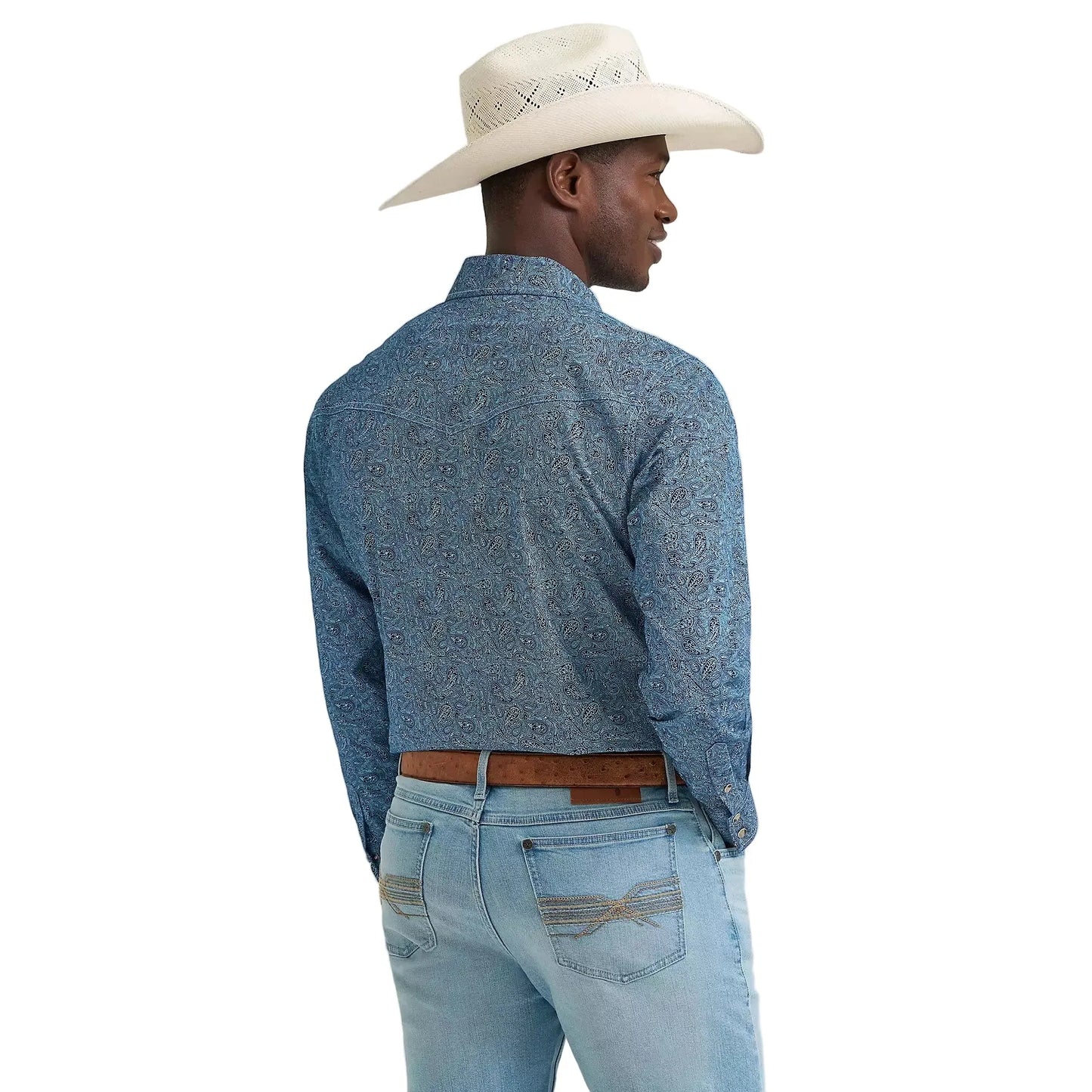 Wrangler Men's 20X® Competiton Long Sleeve Western Snap Shirt - Navy Paisley