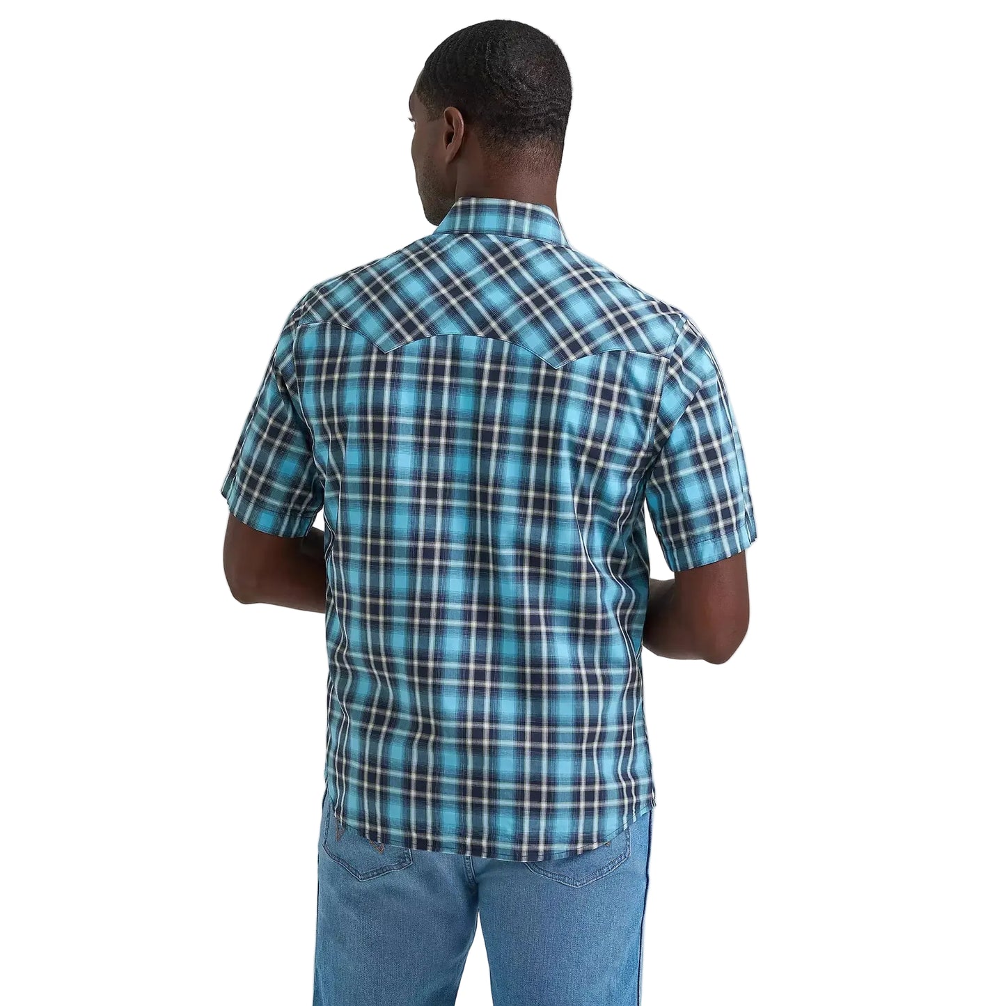 Wrangler Men's Retro® Short Sleeve Sawtooth Pocket Western Snap Shirt - Blue N Black