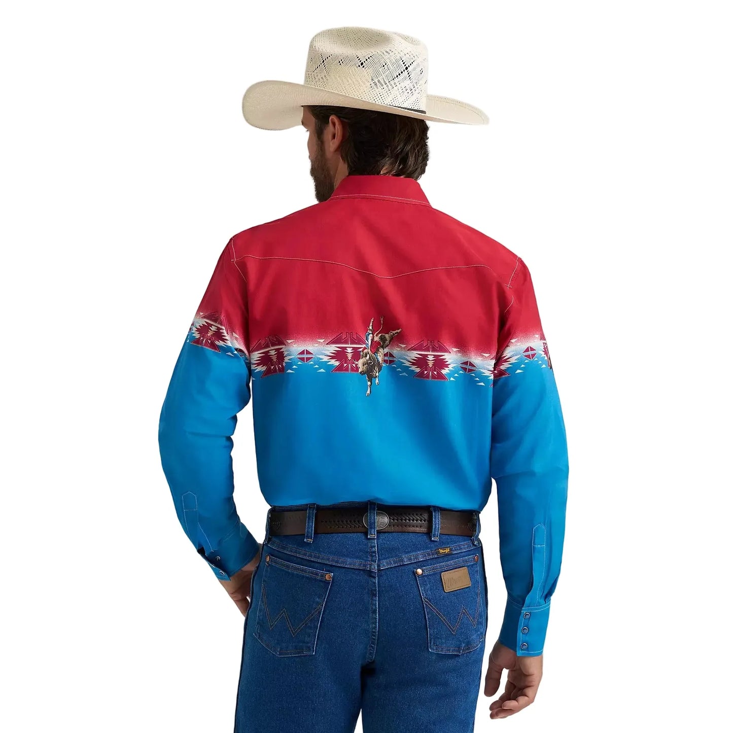 Wrangler Men's Checotah® Long Sleeve Western Snap Horizontal Print Shirt - Dip Dye
