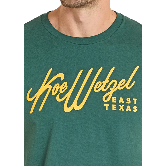 Rock & Roll Men's Koe Wetzel East Texas Short Sleeve Tee Shirt - Green