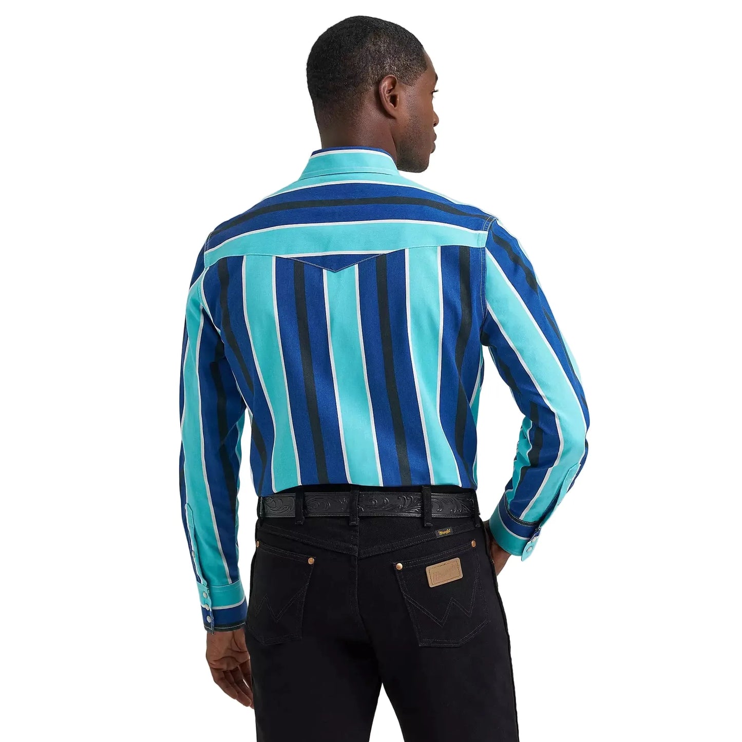 Wrangler Men's Vintage Inspired Brushpopper Western Snap Workshirt - Cobalt Storm