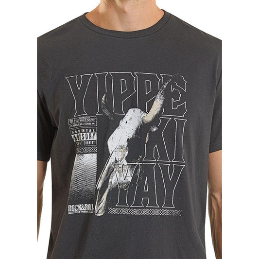 Rock & Roll Men's Yippe Ki Yay Skull Graphic Tee Shirt - Black