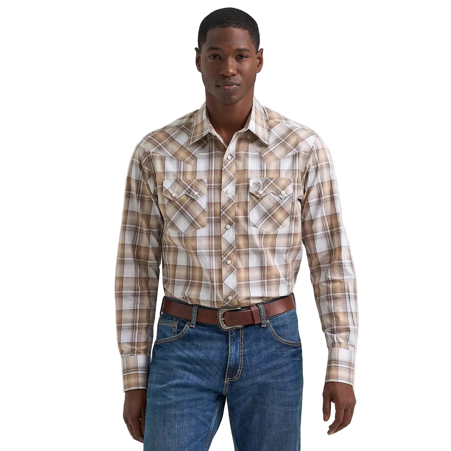 Wrangler Men's Retro® Long Sleeve Sawtooth Snap Pocket Western Shirt - Dark Taupe