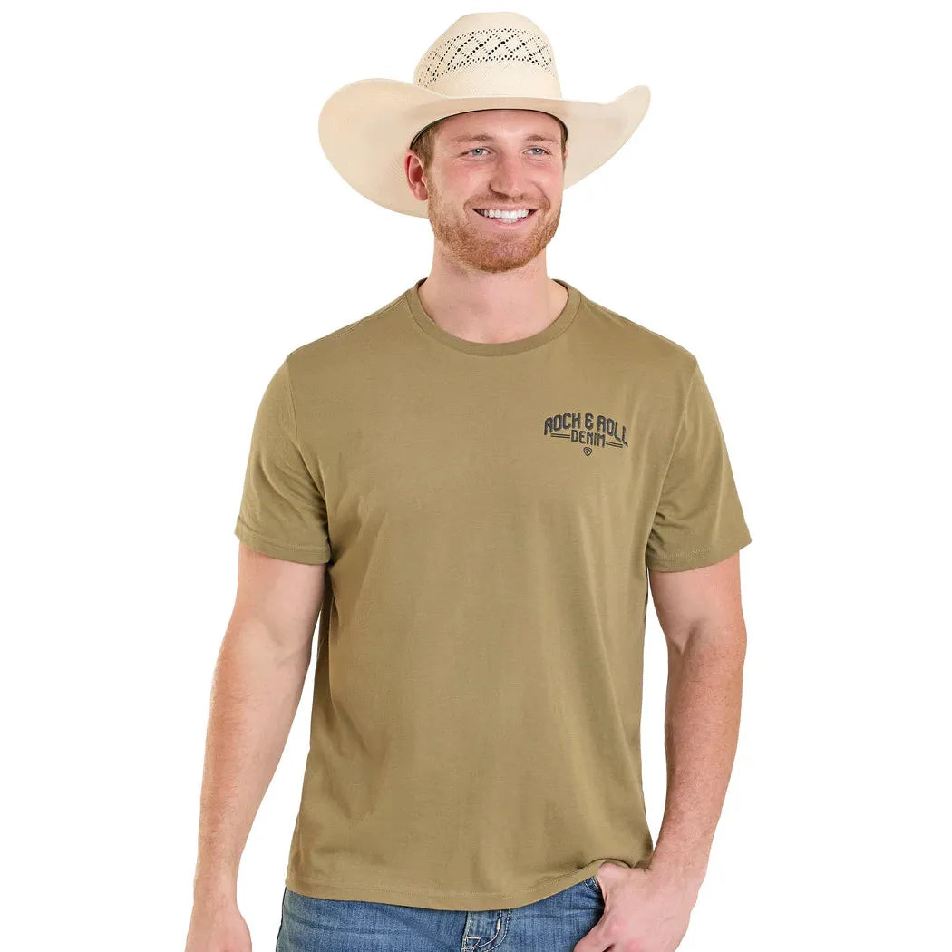 Rock & Roll Men's Truck Graphic Short Sleeve Tee Shirt - Olive