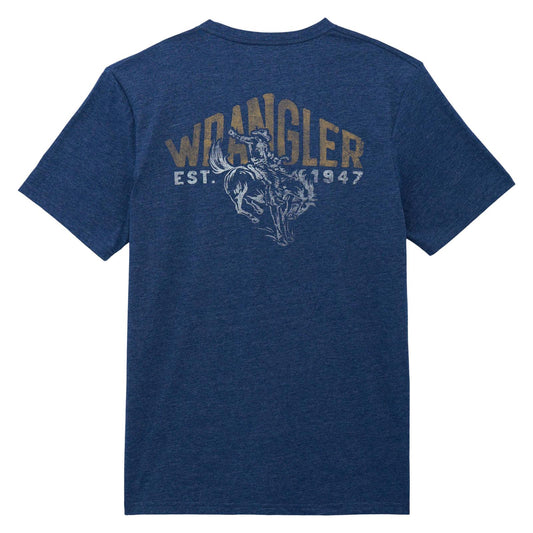 Wrangler Men's Graphic Short Sleeve Tee Shirt - Dark Sapphire Heather