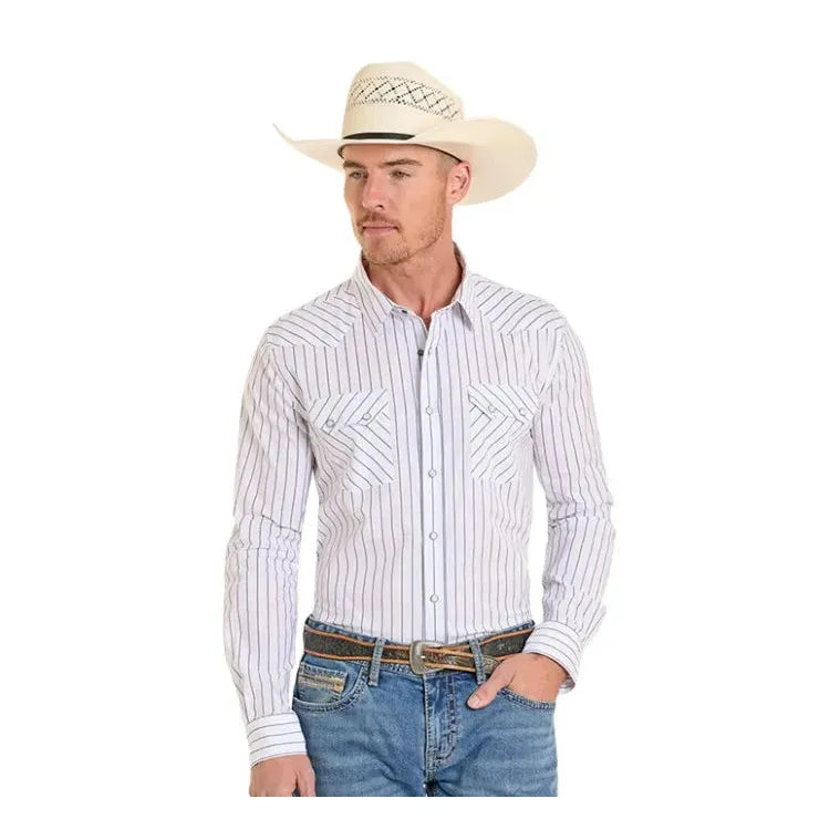 Panhandle Men's Long Sleeve 2 Pocket Snap Shirt - Navy