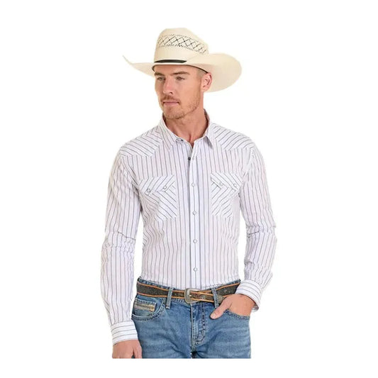 Panhandle Men's Long Sleeve 2 Pocket Snap Shirt - Navy