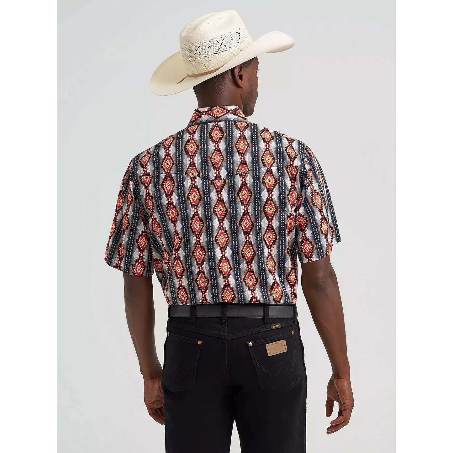 Wrangler Men's Checotah® Short Sleeve Western Snap Shirt - Fire Crawl