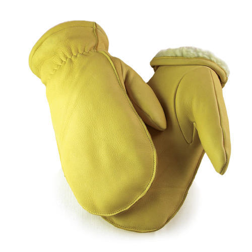 North Star Fur Men's Deerskin Chopper Full Grain Sherpa Lined Mitts - Tan