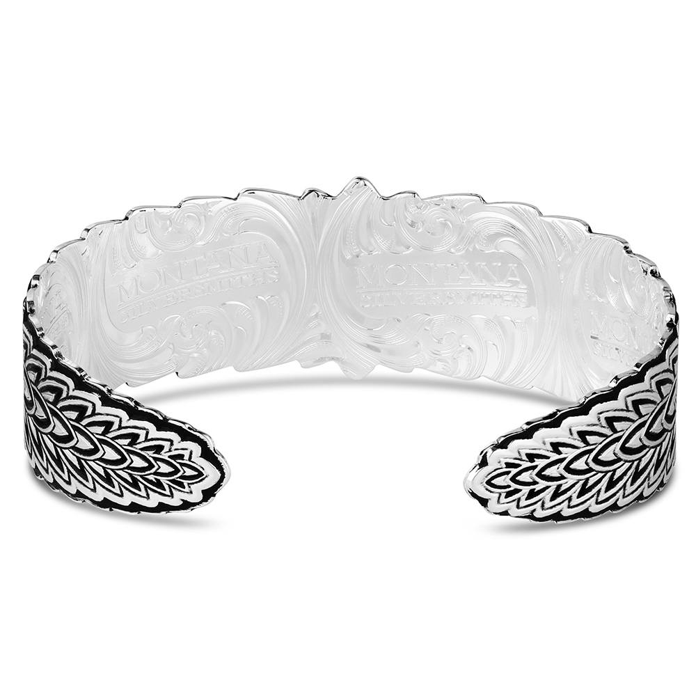 Montana Silversmiths Women's Feather Flower Rowel Cuff Bracelet