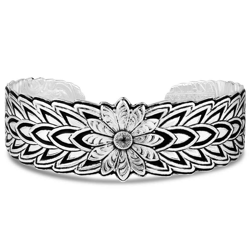 Montana Silversmiths Women's Feather Flower Rowel Cuff Bracelet