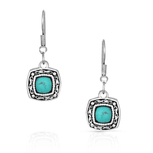 Montana Silversmiths Women's Blue Earth Turquoise Drop Silver Earrings
