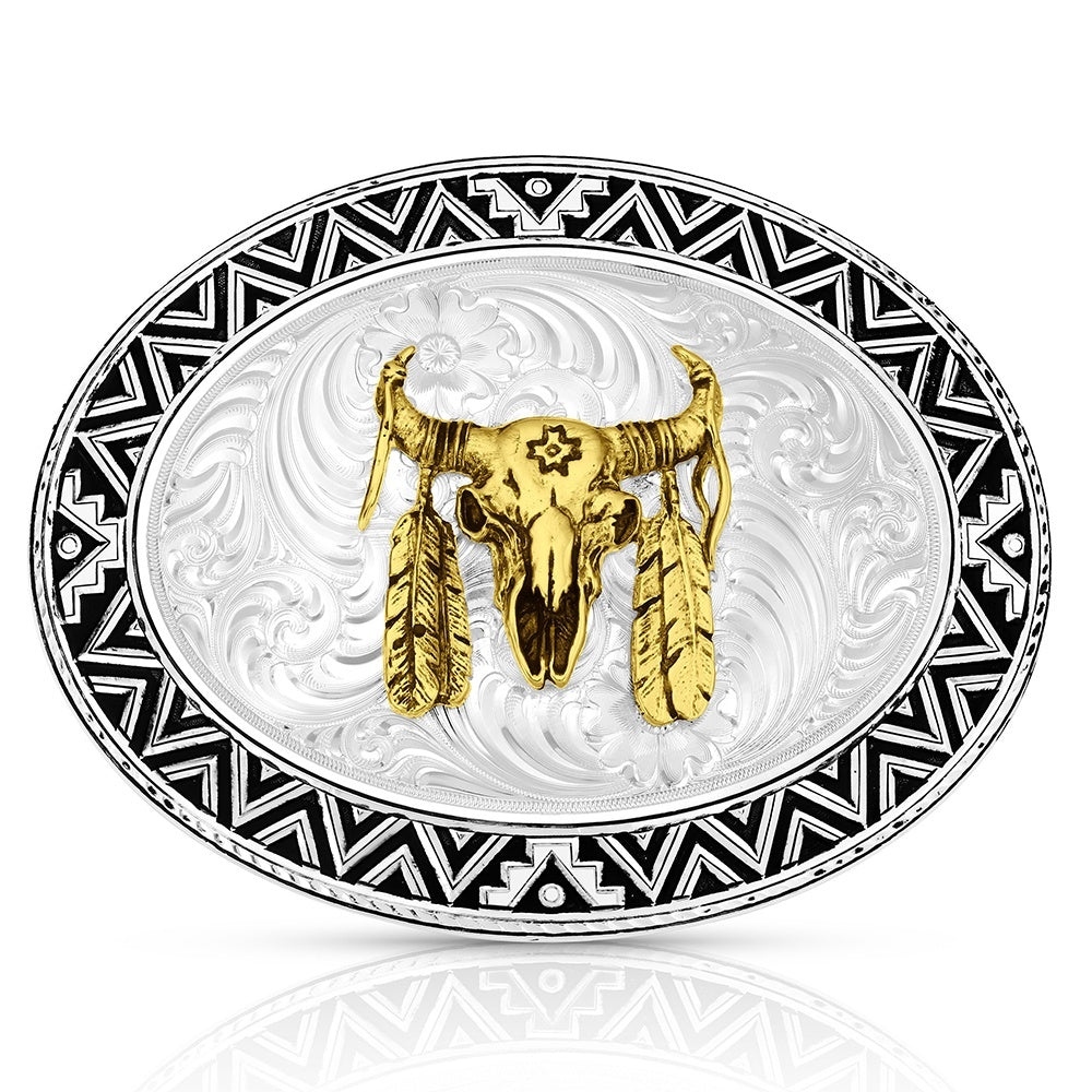 Montana Silversmiths Men's Oval Aztec Border Dancing Compass with Buff ...