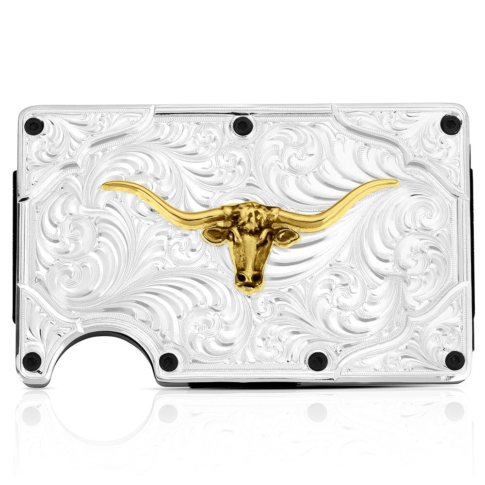 Montana Silversmiths Ironwood with 2T Longhorn Credit Card Case